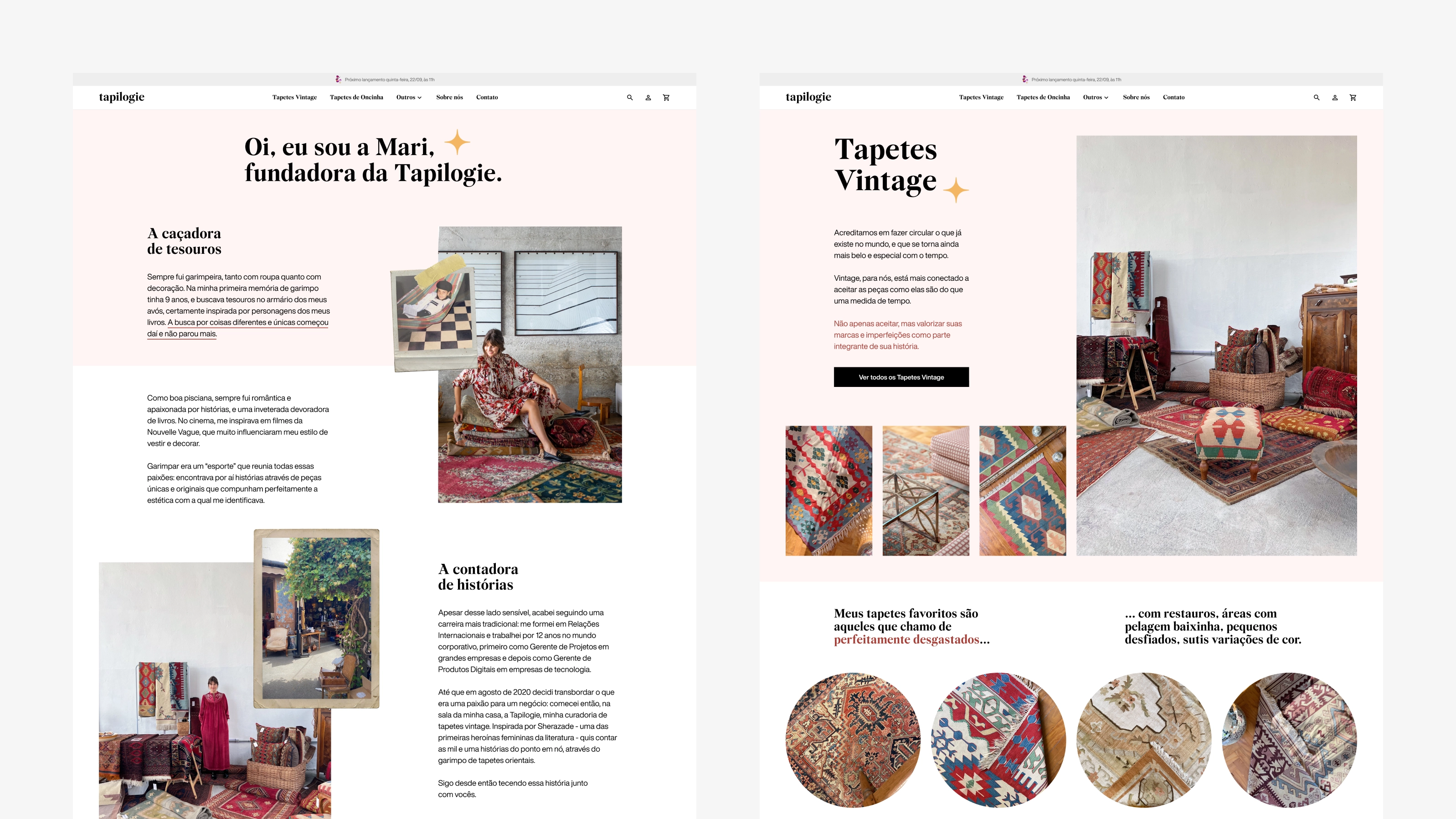 Tapilogie — Páginas da fundadora e categoria Tapetes Vintage